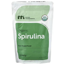 Organic spirulina powder pouch, 1 lb; Micro Ingredients logo and USDA Organic seal