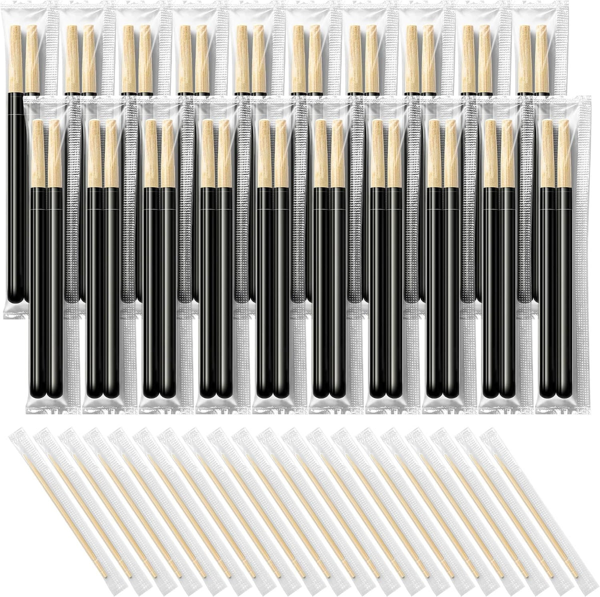 Wooden Chopsticks and Toothpicks Set for Dining and Camping, 20 Pairs of Reusable Chopsticks with 100 Pieces Individually Wrapped Toothpicks for Travel Outdoor Picnic and BBQ