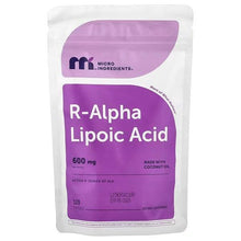 Micro Ingredients R-Alpha Lipoic Acid supplement pouch, purple label, 120 capsules