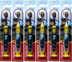 Colgate Batman Toothbrush for Children with Suction Cup, Kids 5+ Years Old, Extra Soft (Colors Vary) - Pack of 2