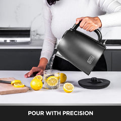 BLACK+DECKER Cordless Electric Kettle, 2200W, 1.7L Capacity, Quick Boiling, Lightweight Design, 360° Swivel Base, Auto Shut-Off, Boil-Dry Protection, Concealed Heating Plate, White - JC70-B5