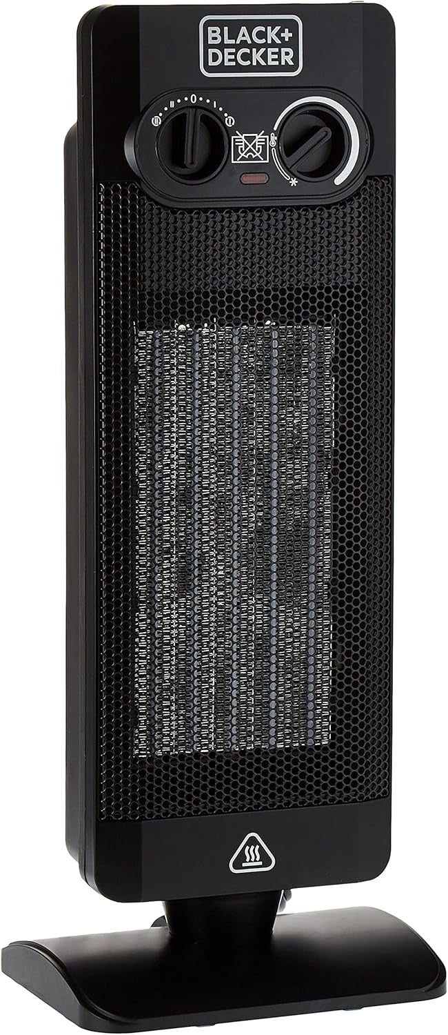 Black & Decker 2000W 240V Vertical Fan Heater, 50-60Hz 52cm Height For Max Room Coverage With Thermostatic, Dual Thermal Control, Cooling Fan Auto Shutoff Antifreeze Features HX340-B5 2 Years Warranty