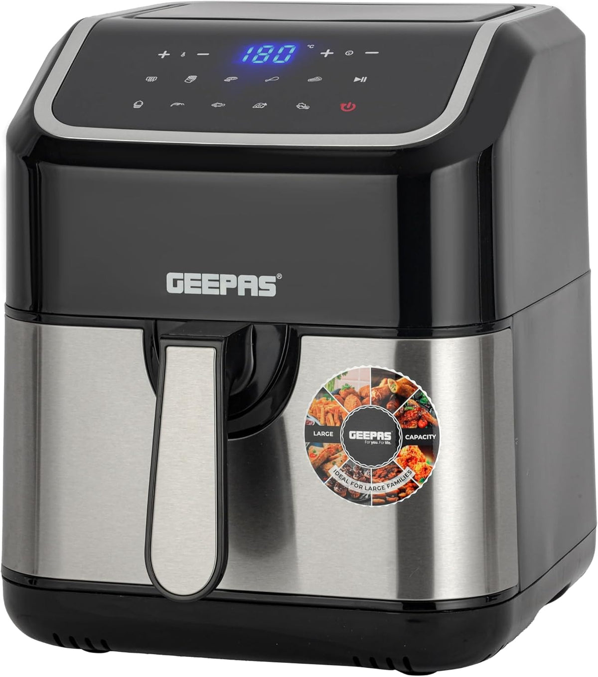 Geepas 5L Digital Air Fryer with Vortex – 10-in-1 Convection Air Fryer with LED Touchscreen, 60 Minutes Timer & Non-Stick Basket – Oil Free Toaster Oven | 2 Years Warranty