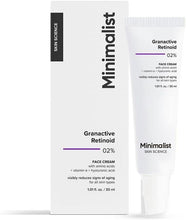 Minimalist Granactive Retinoid face cream 02% in cream tube and carton box, 30 ml