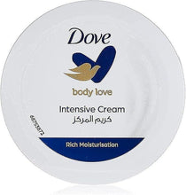 Dove body love intensive nourishing body cream jar, Rich moisturisation label, 150 ml