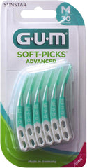 Gum Soft Picks Advanced - Flexible and rubber bristles- With Flouride Safely Removes Plaque & Food Particles Stimulates Gums Fights Gingivitis Convenient Travel Case 30pcs