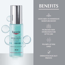 Eucerin Hyaluron-Filler moisture booster face gel, light blue bottle with droplets, 30 ml