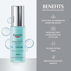 Eucerin Hyaluron Filler Anti-Aging Moisture Booster Face Gel Moisturizer with Hyaluronic Acid and Glycerin, Lightweight Formula, Plumps up Fine Lines, Immediate Hydration For All Skin Types, 30ml