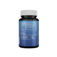 Constipation relief capsules bottle with gray cap and blue ingredient facts panel.