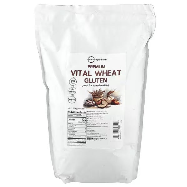 Micro Ingredients, Premium Vital Wheat Gluten Powder, 6 lb (2.72 kg)