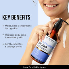 Dr. Sheth’s Tea Tree & Lactic Acid Body Lotion with Salicylic Acid & Liquorice Extract | Exfoliating Body Lotion for Body Acne & Uneven Skin Tone | Moisturizing Lotion for Skin Smoothness, 200ml
