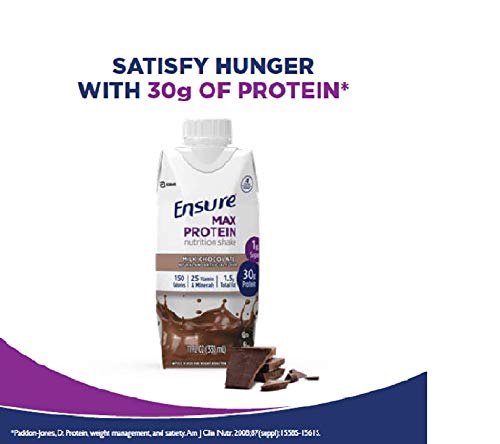 Ensure Max Protein shake milk chocolate single serve bottle with 30g protein and chocolate pieces