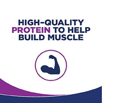 Ensure Max Protein shake milk chocolate label showing high quality protein to help build muscle with flexed arm icon