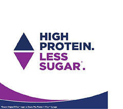 Ensure Max Protein shake milk chocolate promotional graphic with Ensure logo and text High Protein Less Sugar on white background