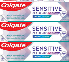Colgate Toothpaste Sensitive Pro Relief, Enamel Strength Toothpaste, Instant & Lasting Sensitivity Pain Relief, 3x75ml, 3 Pack