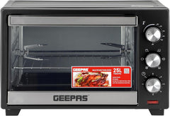 Geepas Electric Oven With Rotisserie 25L,1600W GO34040| Perfect for Baking, Roasting & Grilling - Accessories Included – 2 Years Warranty