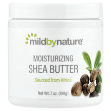 Mild By Nature shea butter jar, front label with 'Moisturizing Shea Butter'.