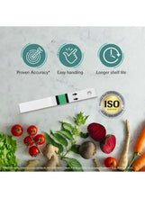 Blood glucose test strip with ISO quality seal and accuracy icons