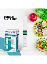 Accu-Chek Active blood glucose test strips box with longer shelf life label