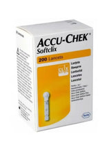 Accu-Chek Softclix sterile lancets carton, side view, 200 lancets
