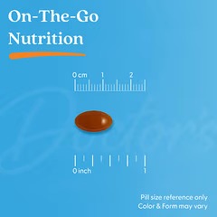 Vision enhancer supplement pill illustration with size scale, brown pill
