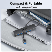 Acer compact USB hub splitter with four blue ports for laptop use