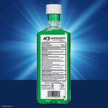 ACT anticavity fluoride rinse bottle back label, green bottle with white cap