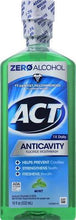 ACT anticavity fluoride rinse bottle, green with mint label and white cap