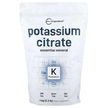 Potassium citrate dietary supplement pouch by microingredients, white bag with front label