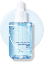 ISNTREE hyaluronic acid serum bottle with dropper, clear blue liquid