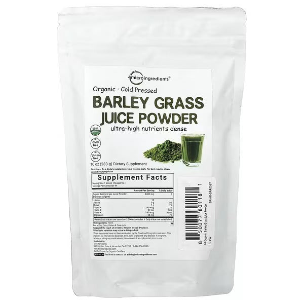 Micro Ingredients, Organic Barley Grass Powder, 454 g (16 oz)