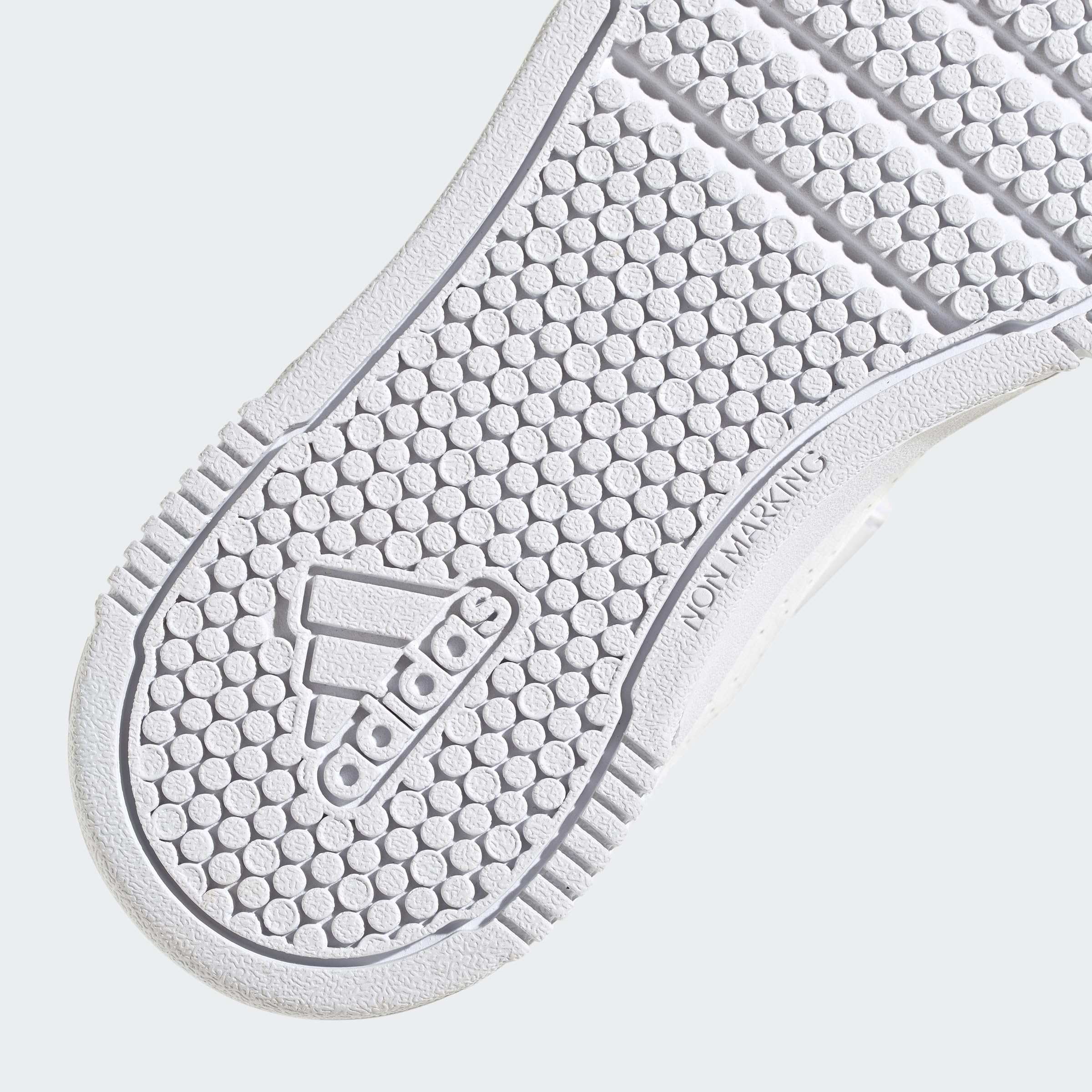 Close-up of the sole of adidas Tensaur Sport kids shoes with durable non-marking outsole design