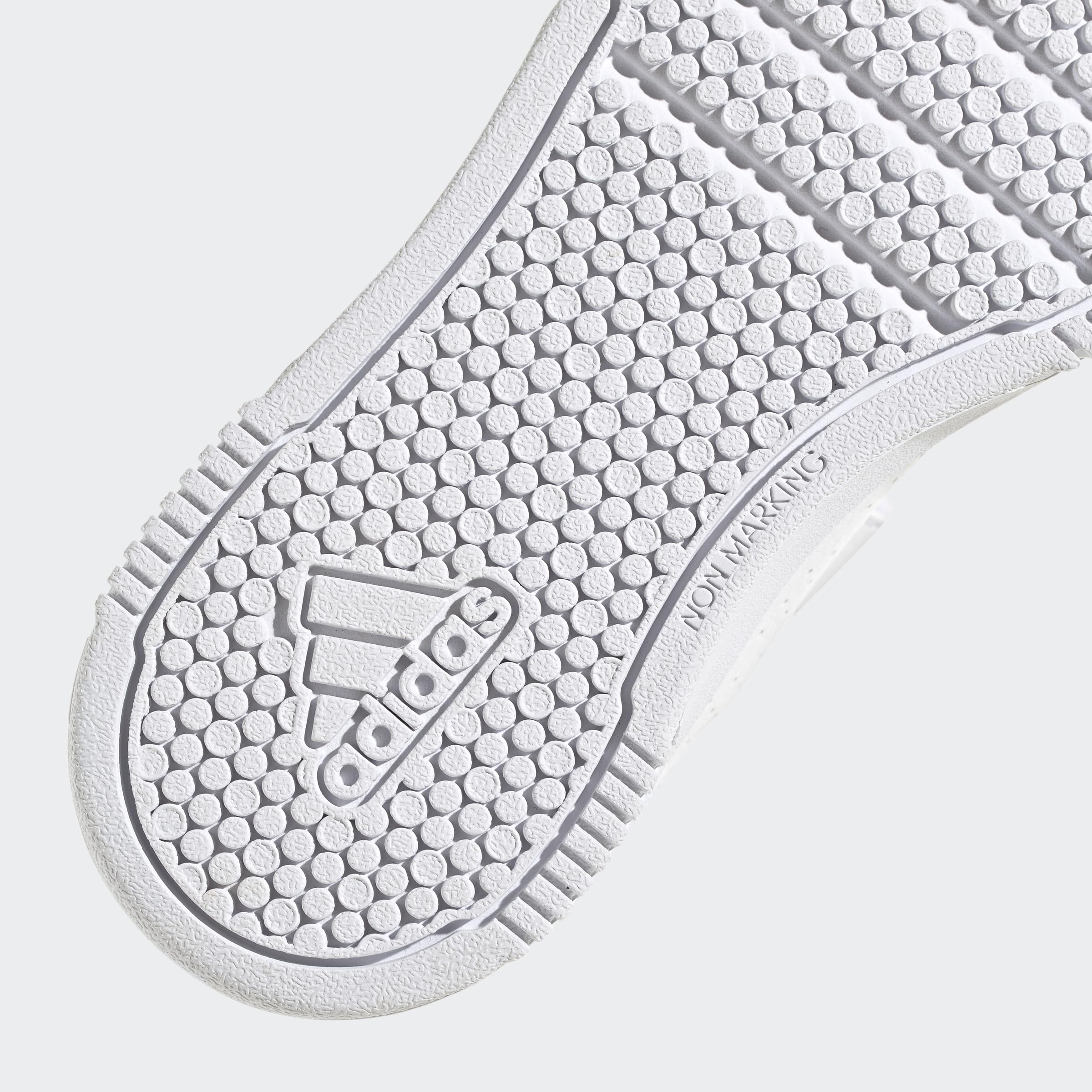 Close-up of the sole of adidas Tensaur Sport kids shoes with durable non-marking outsole design
