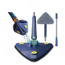 360 rotating mop base with spray bottle and grey triangular microfiber pad