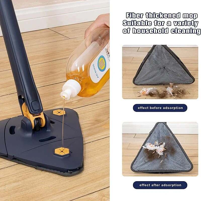 Huitich adjustable 360 rotating cleaning mop with fiber thickened pad for efficient household cleaning