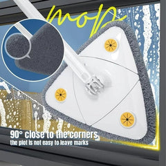Huitich adjustable 360 rotating cleaning mop with triangular head and microfiber edges for corner cleaning
