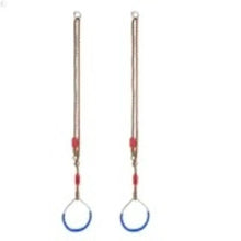 Gymnastic rings with straps, blue rings and red connectors, hanging pair