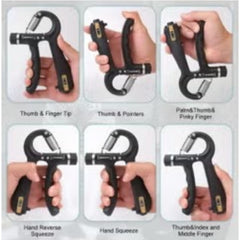 Huitich adjustable hand grip strengthener shown in various hand positions for versatile finger and thumb exercises