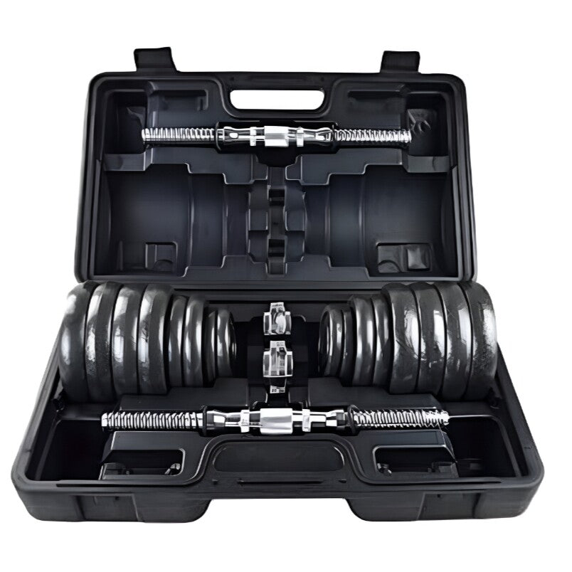 Huitich adjustable iron dumbbell set 30kg in black carrying case with chrome handles