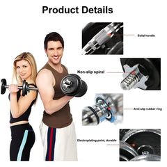 Huitich adjustable iron dumbbell set 30kg with solid handle non slip spiral and anti slip rubber ring
