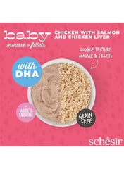 Schesir Baby Cat Can Multipack Mousse & Fillets - Chicken With Salmon & Chicken Liver 165g (3 Cans x55g)