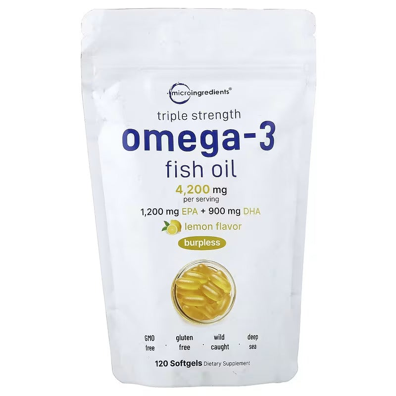 Micro Ingredients, Triple Strength Omega-3 Fish Oil, Lemon, 120 Capsules (1,400 mg per Capsule)