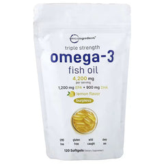 Micro Ingredients, Triple Strength Omega-3 Fish Oil, Lemon, 120 Capsules (1,400 mg per Capsule)
