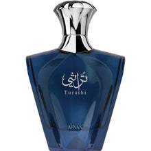 Blue men's Eau de Parfum bottle with silver faceted cap, label text and logo