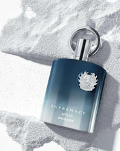 Afnan Supremacy Incense eau de parfum bottle, dark blue glass with chrome cap