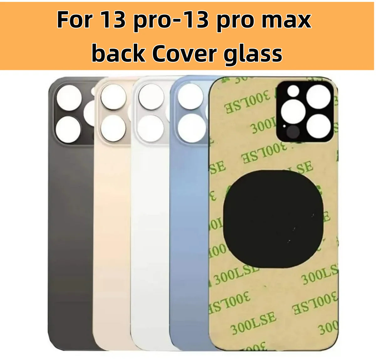 iPhone 13 Pro Max back glass replacement rear panels in multiple colors with camera cutouts by Mumzar