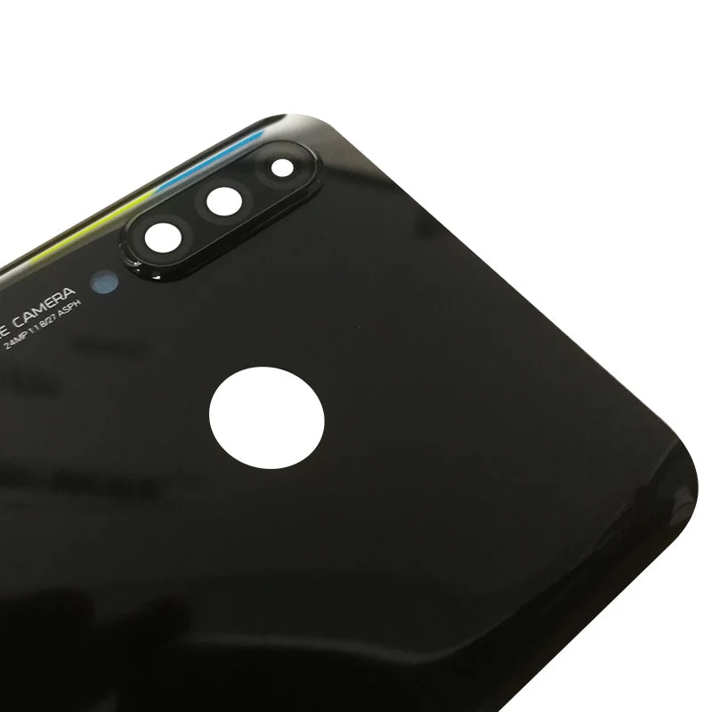 Mumzar black glossy Huawei P30 Lite rear glass cover replacement with triple camera cutouts and fingerprint hole