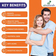 Super Collagen+ C key benefits panel with icons for immune and skin support.