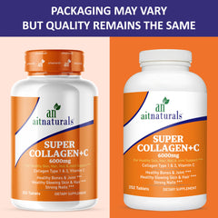 Aitnaturals Super Collagen C 6000mg bottles packaging may vary 252 tablets hydrolyzed collagen tablets UAE