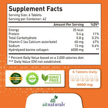 Supplement Facts panel for Super Collagen+ C tablets, serving size 6 tablets.